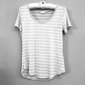 Gray and white stripped T-shirt